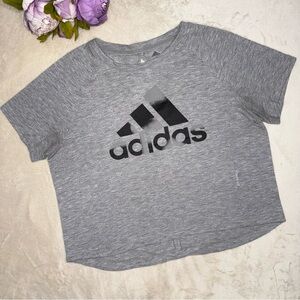 Adidas Grey Short Sleeve Cropped Graphic Tee